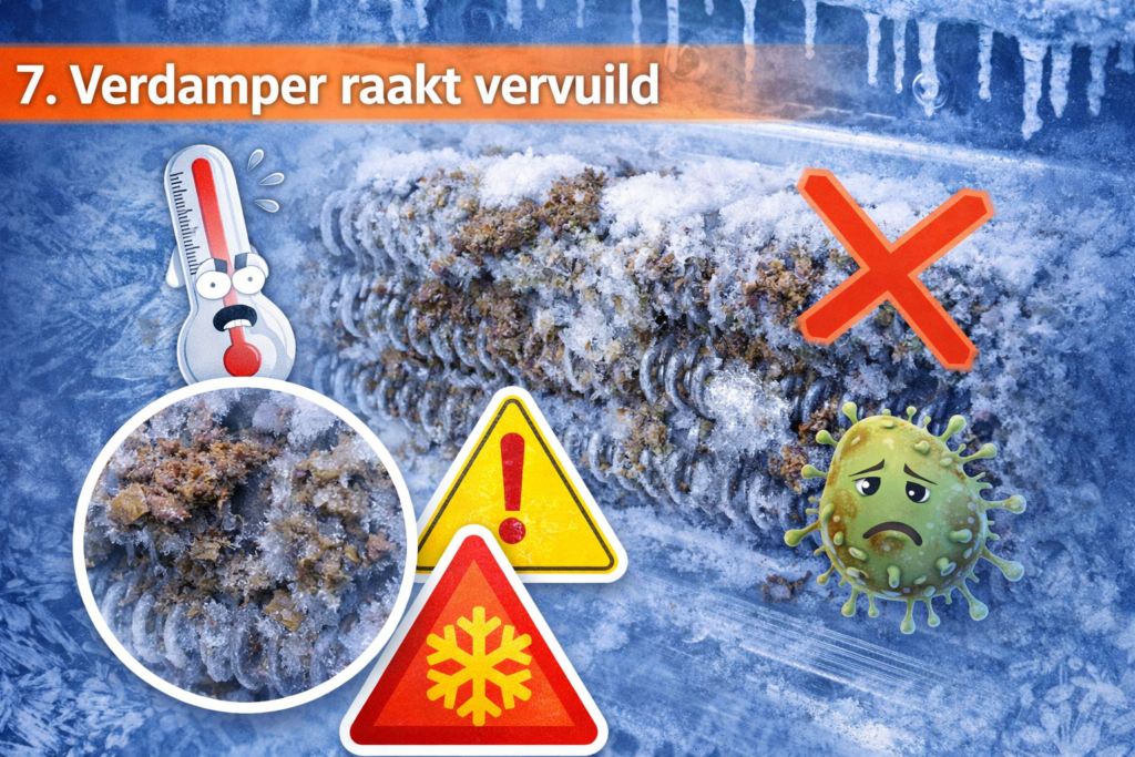 Waarom bevriest mijn koeltoonbank? 15 oorzaken, oplossingen en slimme preventietips 10 Verdamper raakt vervuild