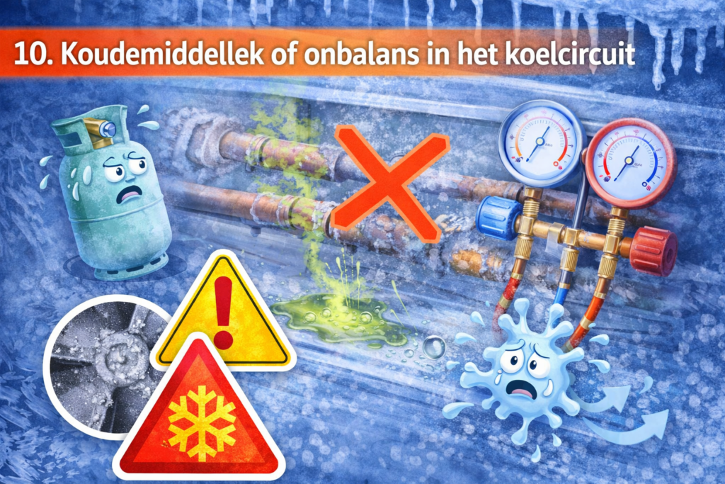 Waarom bevriest mijn koeltoonbank? 15 oorzaken, oplossingen en slimme preventietips 13 Koudemiddellek of onbalans in het koelcircuit