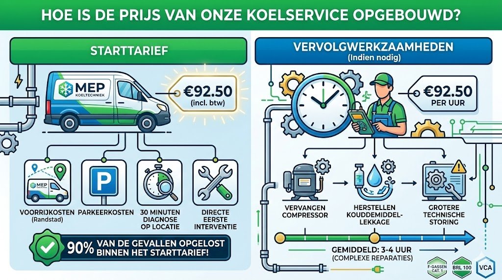 Hoe is de prijs van onze koelservice opgebouwd?