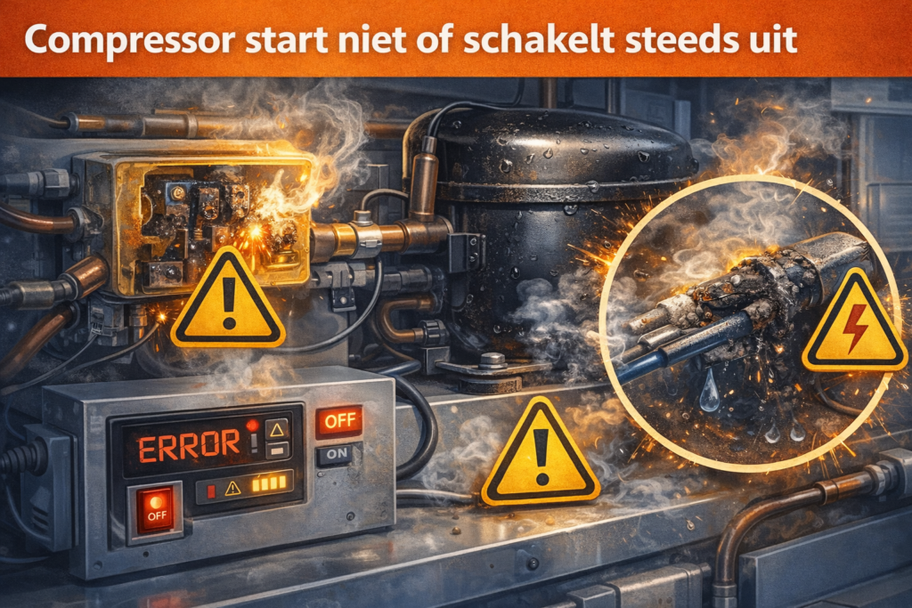 Compressor start niet of schakelt steeds uit