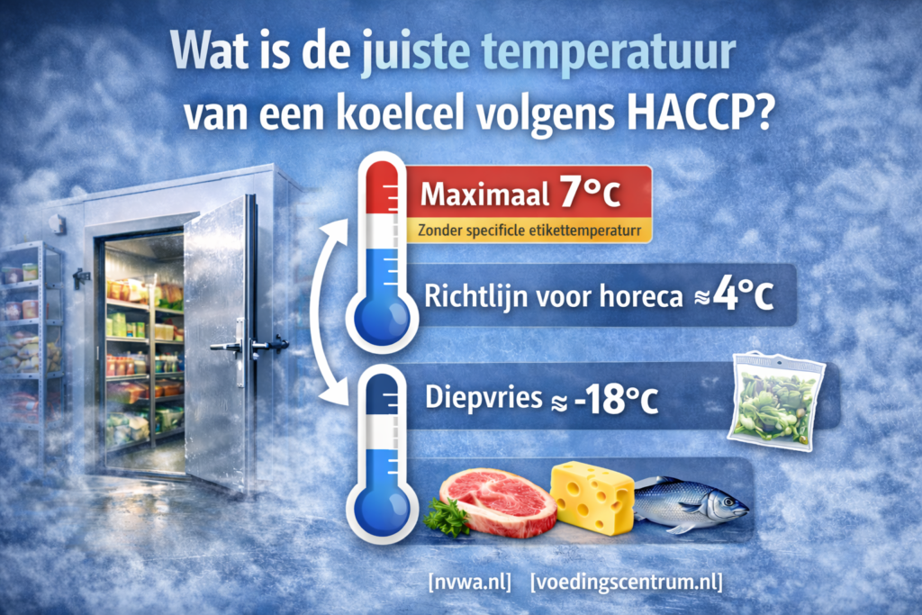 Wat is de juiste temperatuur van een koelcel volgens HACCP?