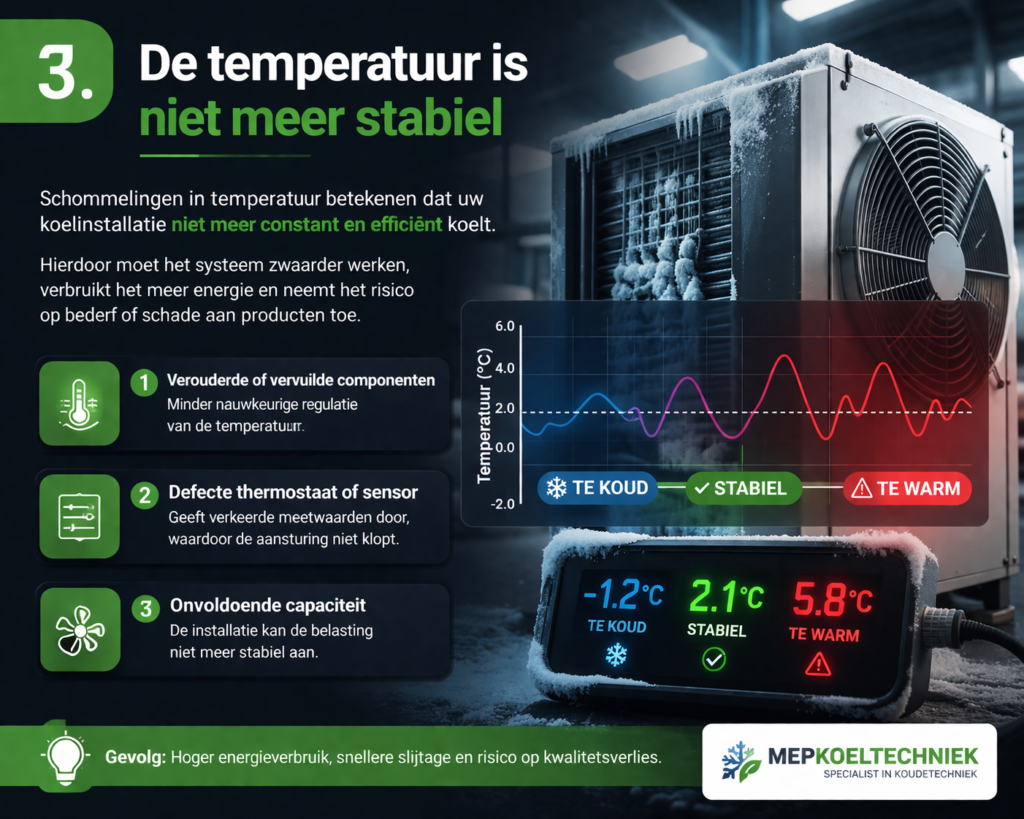 De temperatuur is niet meer stabiel