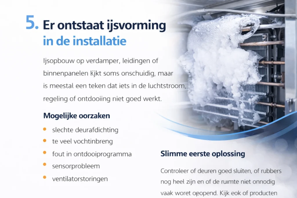 Er ontstaat ijsvorming in de installatie