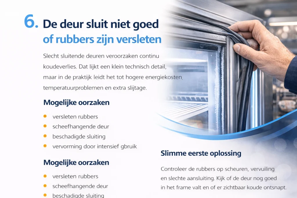 De deur sluit niet goed of rubbers zijn versleten