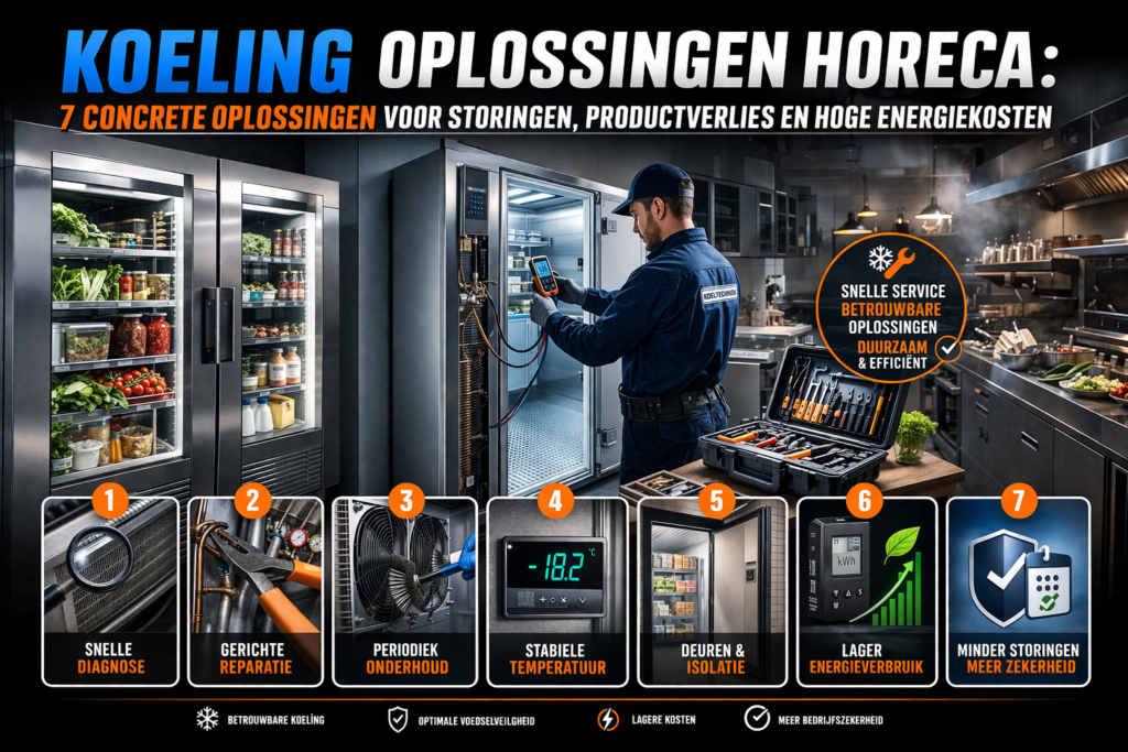 Koeling oplossingen horeca: 7 concrete oplossingen voor storingen, productverlies en hoge energiekosten 2 Koeling oplossingen horeca: 7 concrete oplossingen voor storingen, productverlies en hoge energiekosten