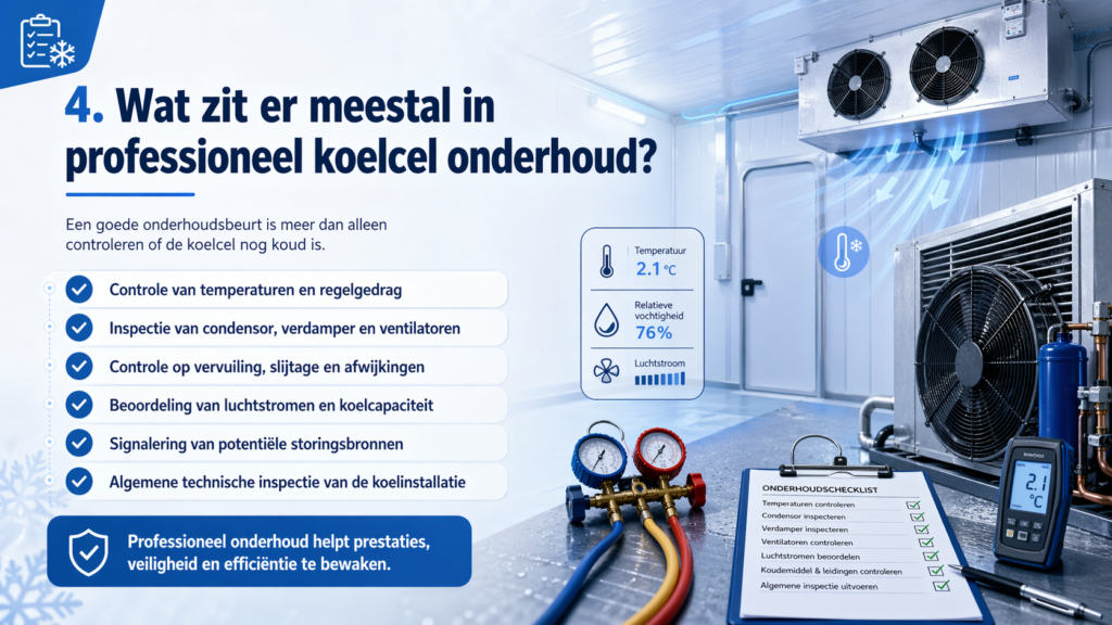 Wat zit er meestal in professioneel koelcel onderhoud?