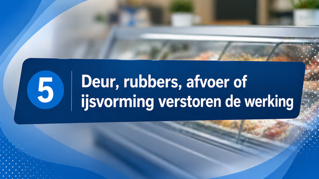 Deur, rubbers, afvoer of ijsvorming verstoren de werking