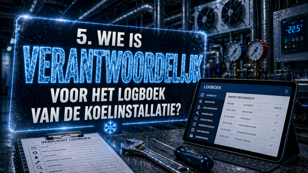Wie is verantwoordelijk voor het logboek van de koelinstallatie?