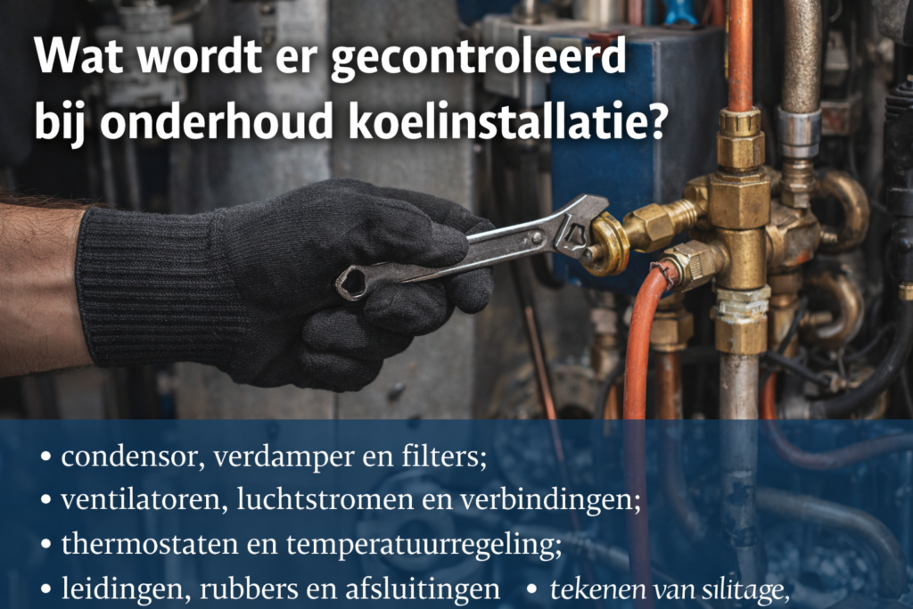 Wat wordt er gecontroleerd bij onderhoud koelinstallatie?