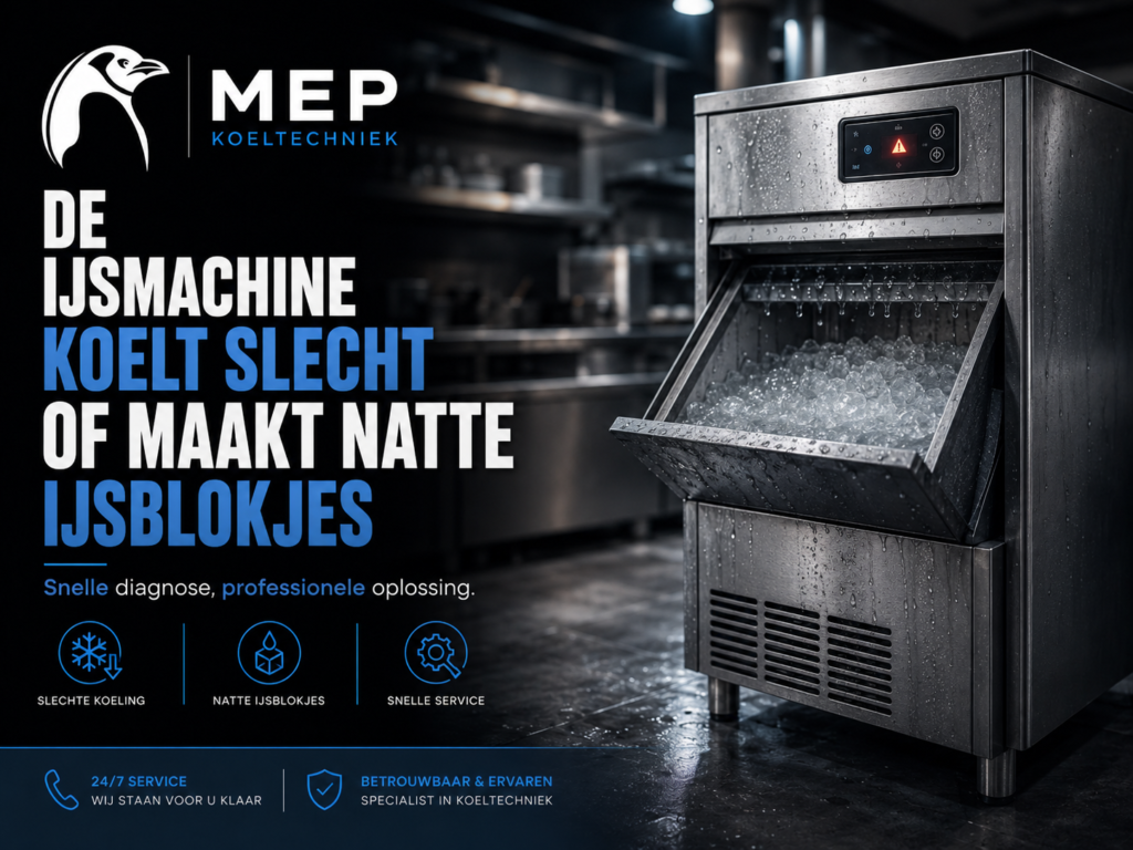 De ijsmachine koelt slecht of maakt natte ijsblokjes