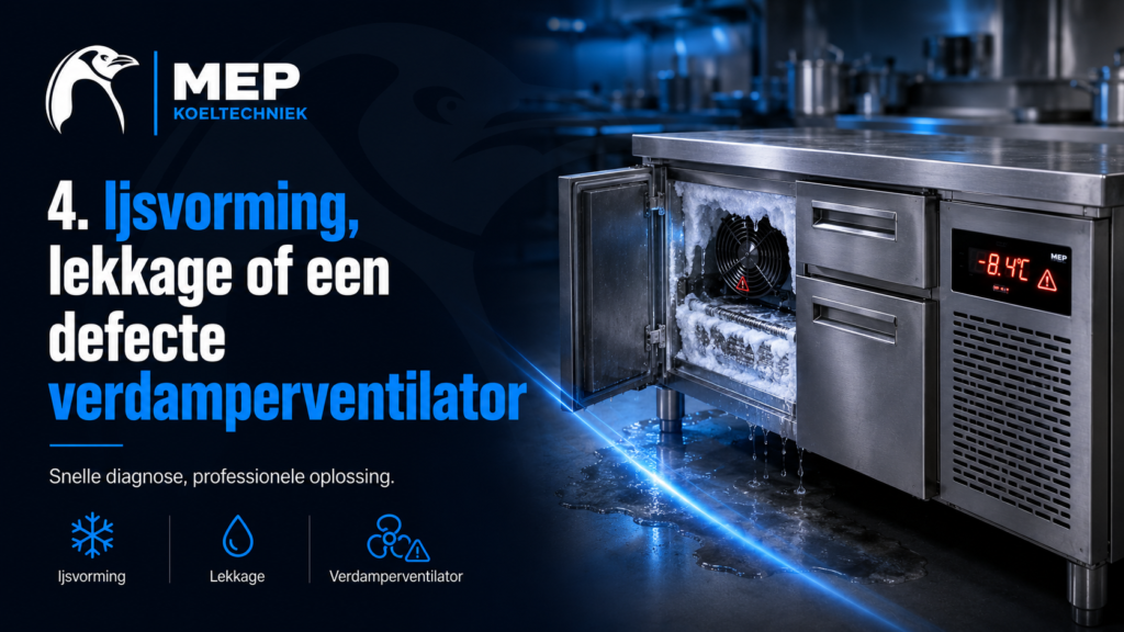 Ijsvorming, lekkage of een defecte verdamperventilator